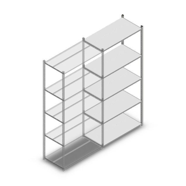 Fachbodenregal Medium Duty 2200x1000x500 mm (HxBxT) 5 Ebenen verzinkt Anbauregal