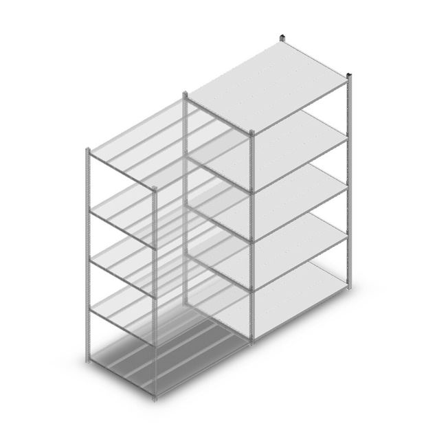 Fachbodenregal Medium Duty 2200x1150x800 mm (HxBxT) 5 Ebenen verzinkt Anbauregal