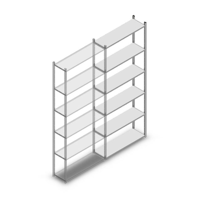 Fachbodenregal Medium Duty 2500x1000x300 mm (HxBxT) 6 Ebenen verzinkt Anbauregal