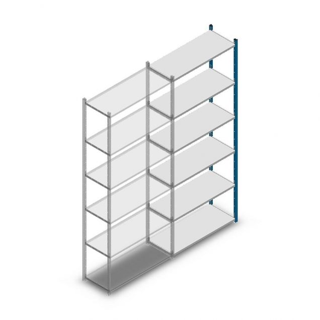 Fachbodenregal Medium Duty 2500x1000x400 mm (hxbxt) 6 Ebenen blau Anbauregal