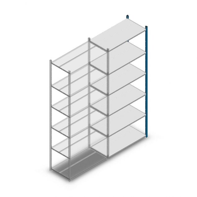 Fachbodenregal Medium Duty 2500x1000x500 mm (hxbxt) 6 Ebenen blau Anbauregal