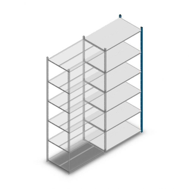 Fachbodenregal Medium Duty 2500x1000x600 mm (hxbxt) 6 Ebenen blau Anbauregal