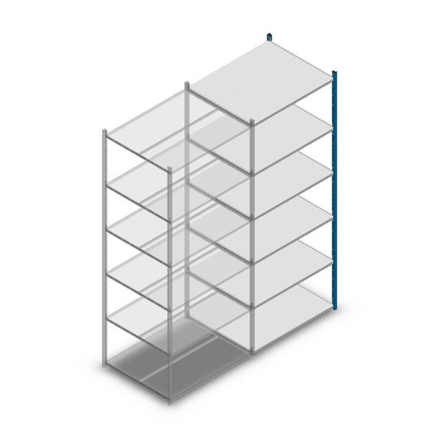 Fachbodenregal Medium Duty 2500x1000x800 mm (hxbxt) 6 Ebenen blau Anbauregal