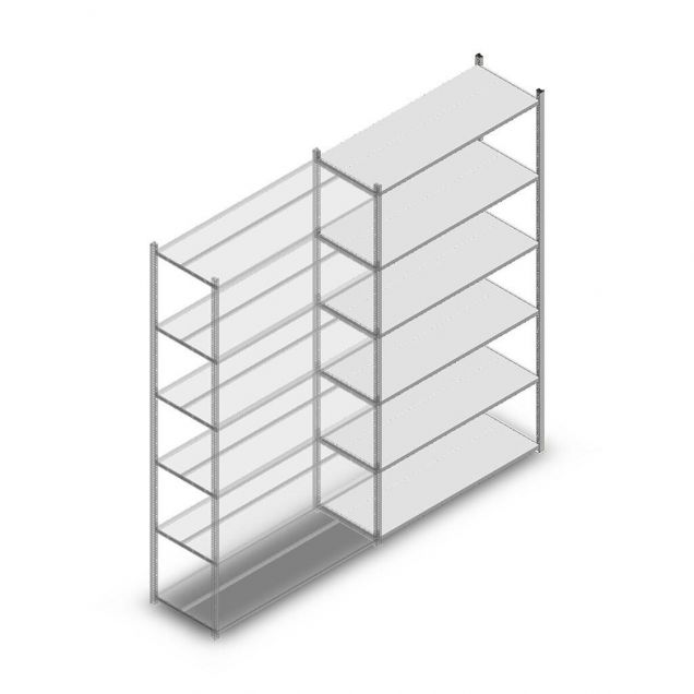 Fachbodenregal Medium Duty 2500x1300x500 mm (hxbxt) 6 Ebenen verzinkt Anbauregal