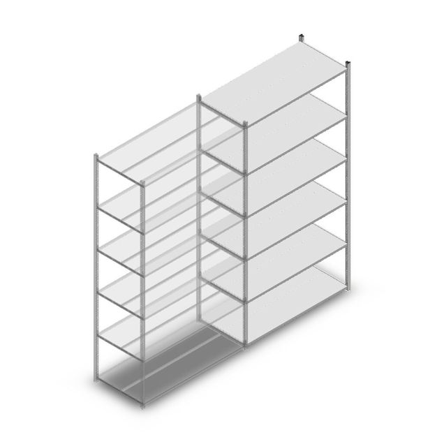Fachbodenregal Medium Duty 2500x1300x600 mm (HxBxT) 6 Ebenen verzinkt Anbauregal