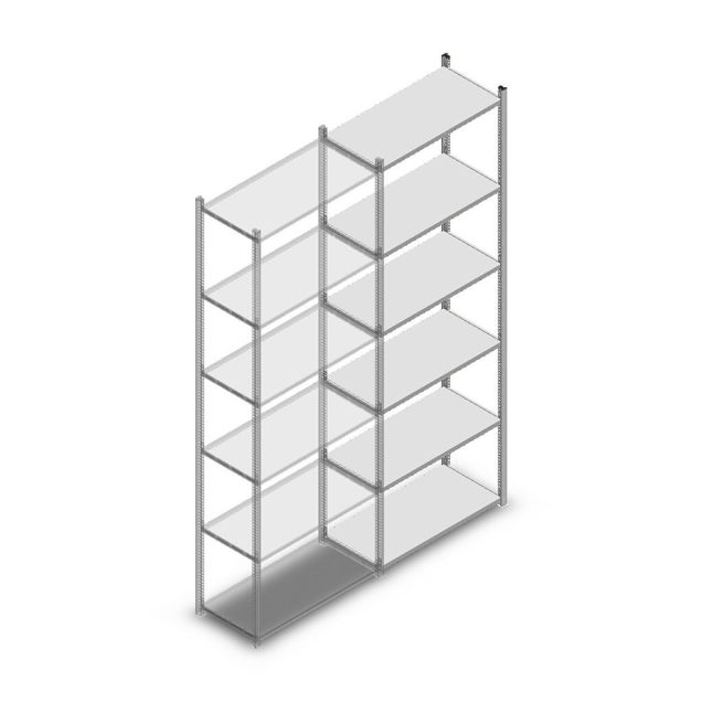 Fachbodenregal Medium Duty 2500x850x400 mm (HxBxT) 6 Ebenen verzinkt Anbauregal