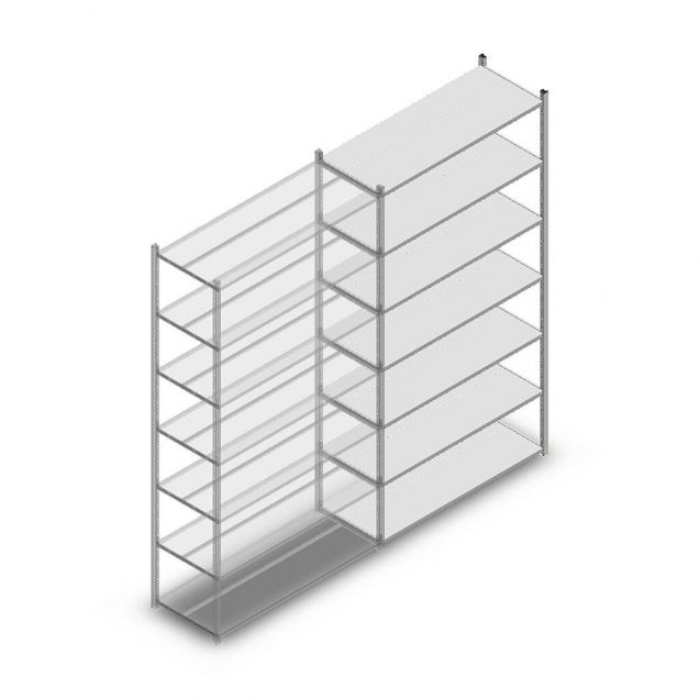 Fachbodenregal Medium Duty 3000x1300x500 mm (hxbxt) 7 Ebenen verzinkt Anbauregal