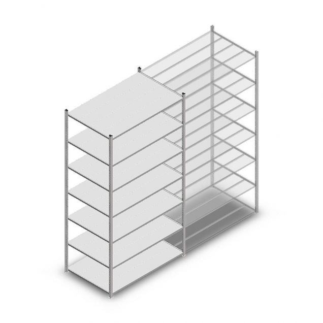 Fachbodenregal Medium Duty 3000x1300x800 mm (hxbxt) 7 Ebenen verzinktes Anfangsregal