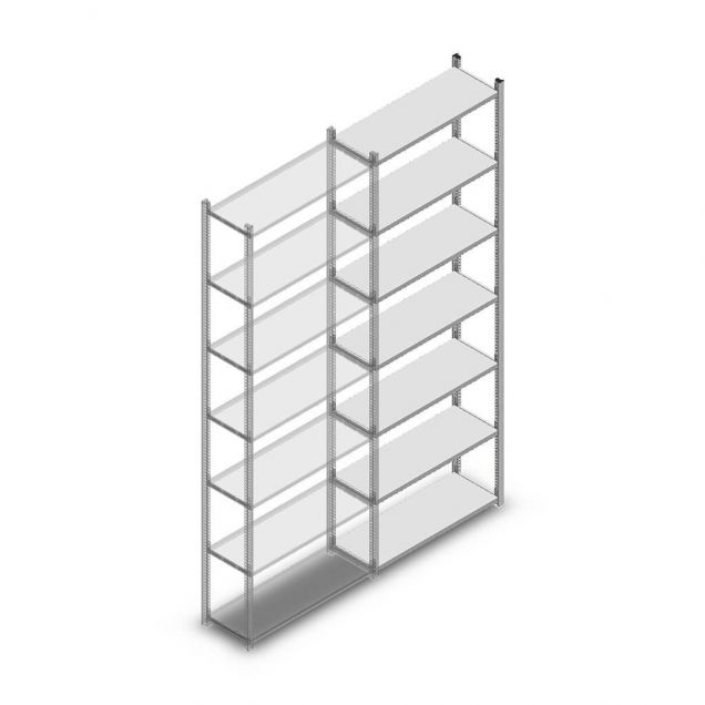 Fachbodenregal Medium Duty 3000x850x300 mm (hxbxt) 7 Ebenen verzinkt Anbauregal