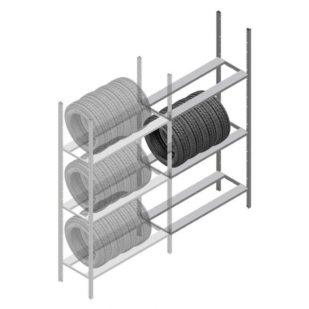 Reifenregal Medium Duty 2000x1000x600 mm (hxbxt) 3 Ebenen Anbauregal