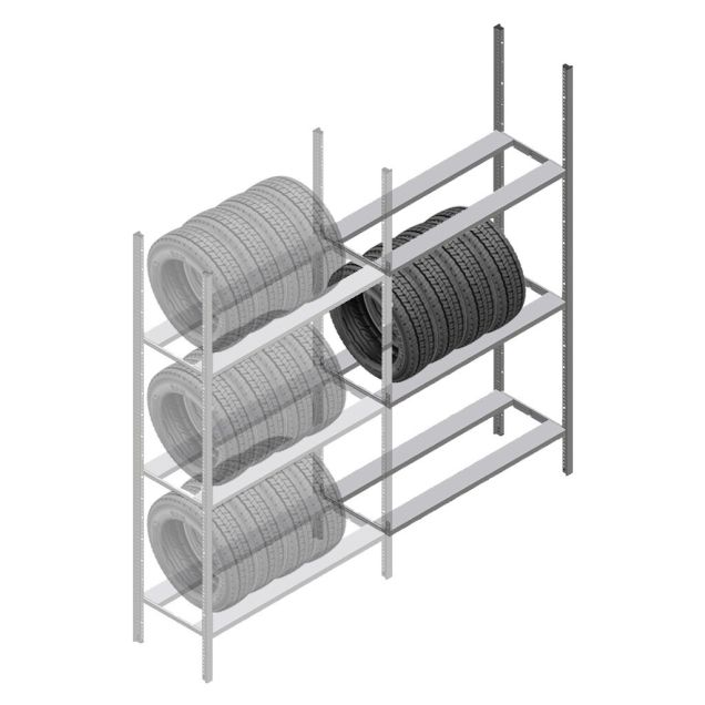 Reifenregal Medium Duty 2000x1000x600 mm (HxBxT) 3 Ebenen Anbauregal