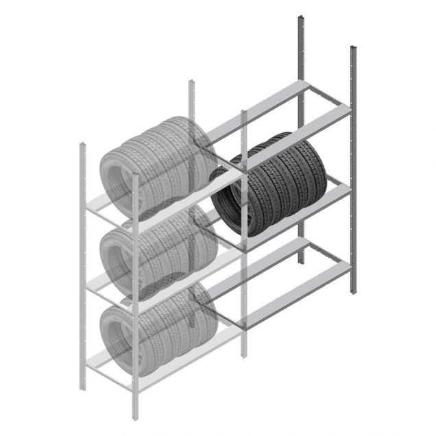 Reifenregal Medium Duty 2000x1000x700 mm (hxbxt) 3 Ebenen Anbauregal