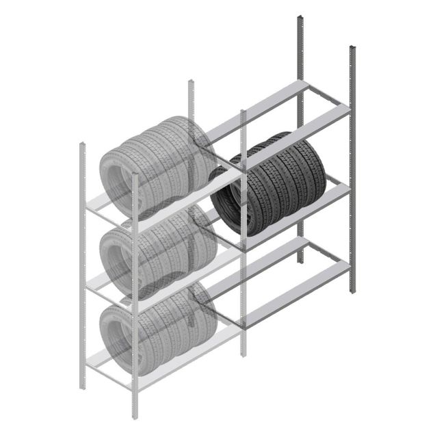 Reifenregal Medium Duty 2000x1000x700 mm (HxBxT) 3 Ebenen Anbauregal