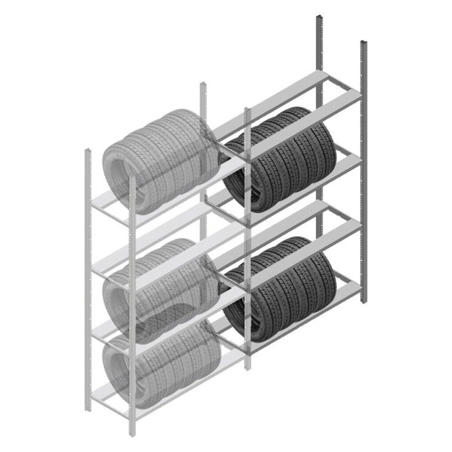 Reifenregal Medium Duty 2200x1000x600 mm (HxBxT) 4 Ebenen Anbauregal