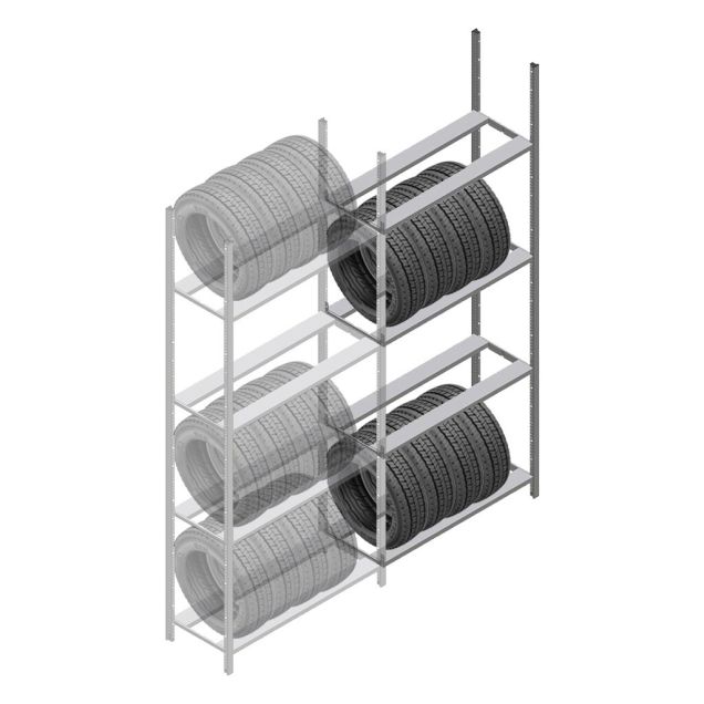 Reifenregal Medium Duty 2500x1000x600 mm (HxBxT) 4 Ebenen Anbauregal