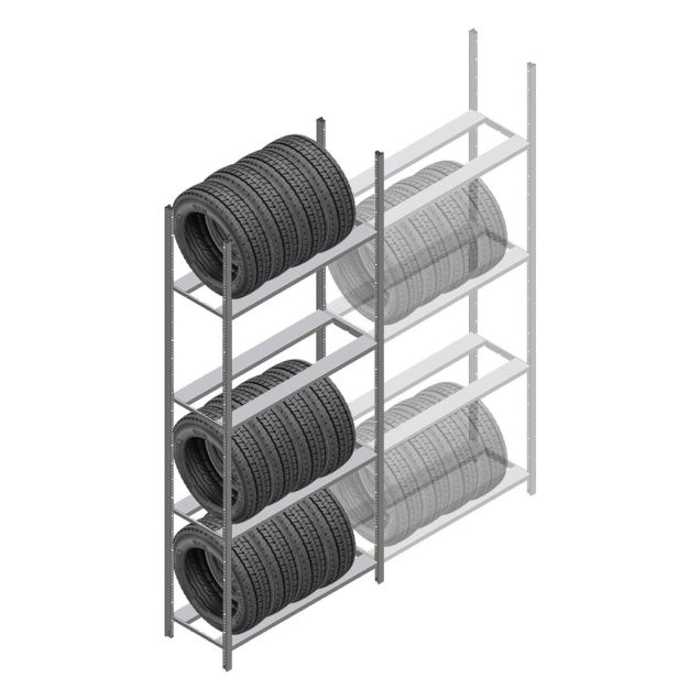 Reifenregal Medium Duty 2500x1000x600 mm (HxBxT) 4 Ebenen Grundregal
