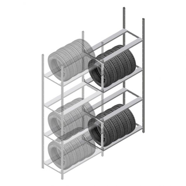 Medium Duty Reifenregal 2500x1000x700 mm (hxbxt) 4 Ebenen Anbauregal