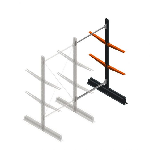 Leichte Kragarmregal doppelseitig 2000x1000x500 mm (hxbxt) 2 Ebenen Anbauregal