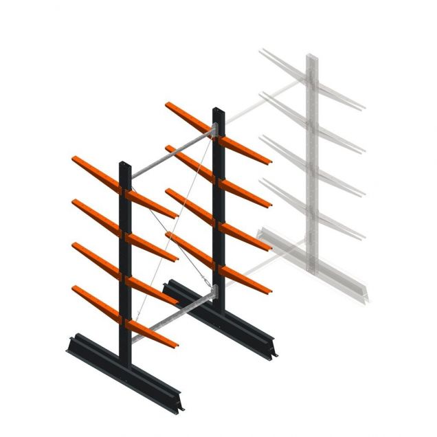 Leichtes Kragarmregal beidseitig 2000x1000x500 mm (hxbxt) 4 Ebenen Anfangsregal