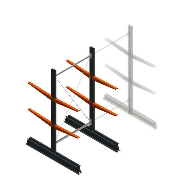 Leichtes Kragarmregal doppelseitig 2000x1000x600 mm (hxbxt) 2 Ebenen Anfangsregal