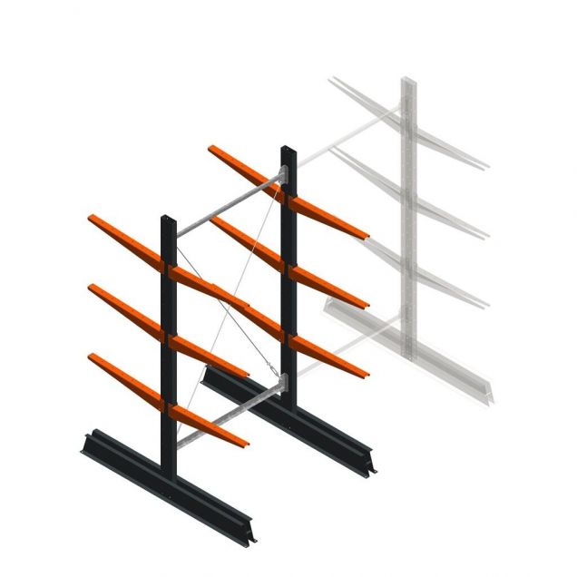 Leichtes Kragarmregal doppelseitig 2000x1000x600 mm (hxbxt) 3 Ebenen Anfangsregal