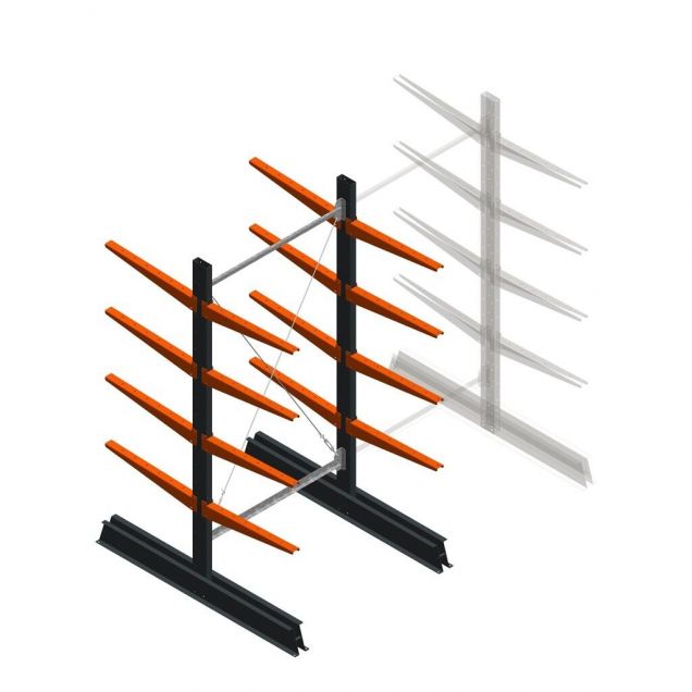 Leichtes Kragarmregal doppelseitig 2000x1000x600 mm (hxbxt) 4 Ebenen Anfangsregal