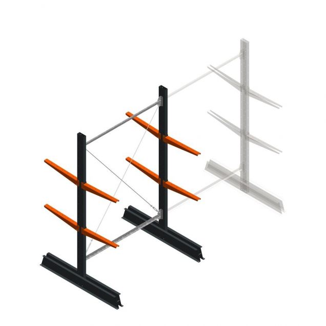 Leichtes Kragarmregal doppelseitig 2000x1250x500 mm (hxbxt) 2 Ebenen Anfangsregal