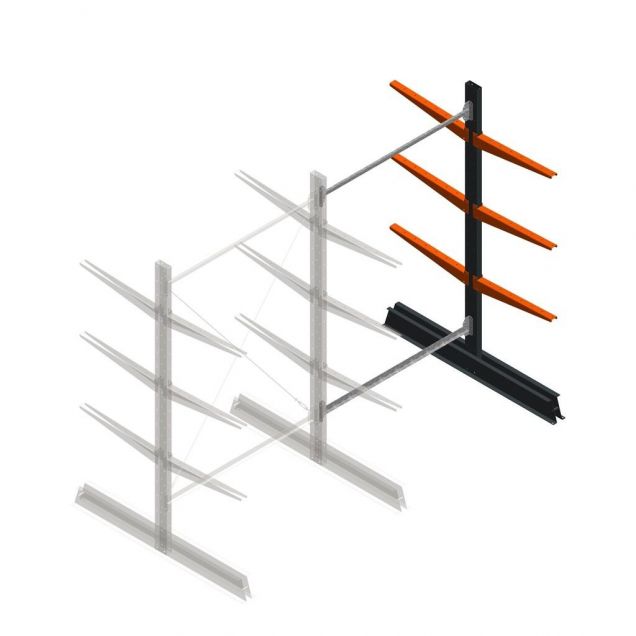 Leichte Kragarmregal doppelseitig 2000x1250x600 mm (hxbxt) 3 Ebenen Anbauregal