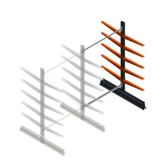 Leichte Kragarmregal doppelseitig 2000x1250x600 mm (hxbxt) 5 Ebenen Anbauregal