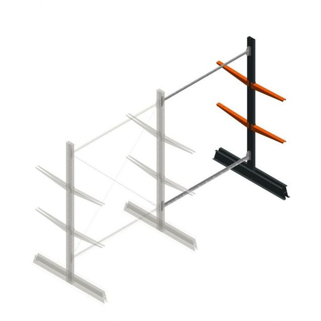 Leichtes Kragarmregal doppelseitig 2000x1500x500 mm (hxbxt) 2 Ebenen Anbauregal