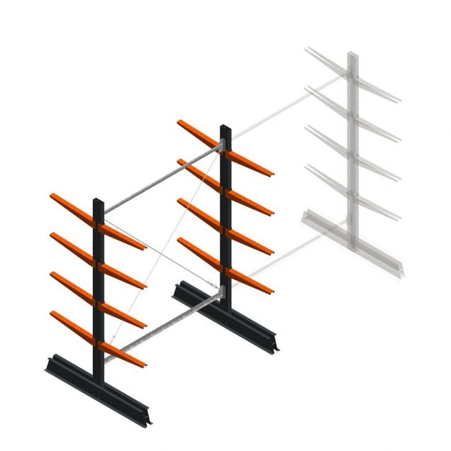 Leichtes Kragarmregal doppelseitig 2000x1500x500 mm (hxbxt) 4 Ebenen Anfangsregal