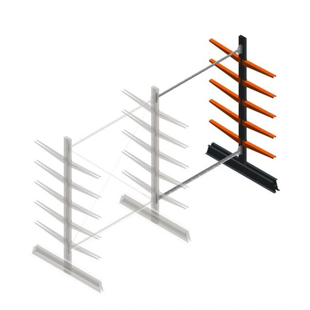 Leichtes Kragarmregal doppelseitig 2000x1500x500 mm (hxbxt) 5 Ebenen Anbauregal