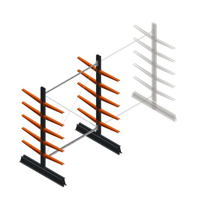 Leichtes Kragarmregal doppelseitig 2000x1500x500 mm (hxbxt) 5 Ebenen Anfangsregal