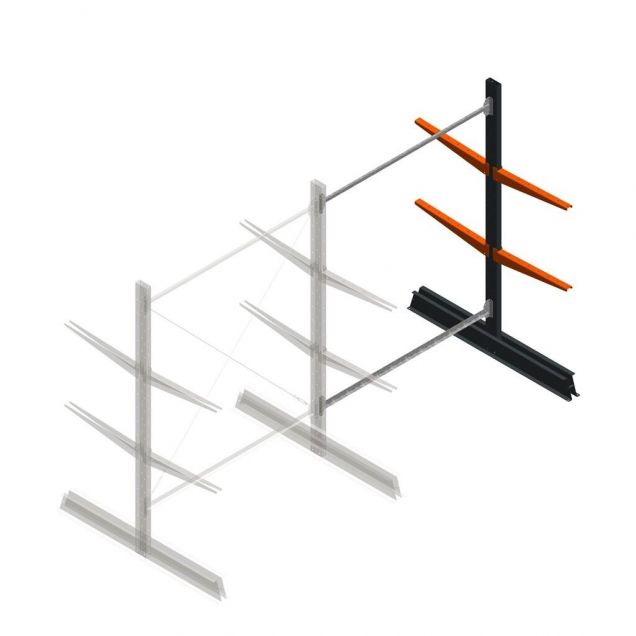 Leichtes Kragarmregal doppelseitig 2000x1500x600 mm (hxbxt) 2 Ebenen Anbauregal