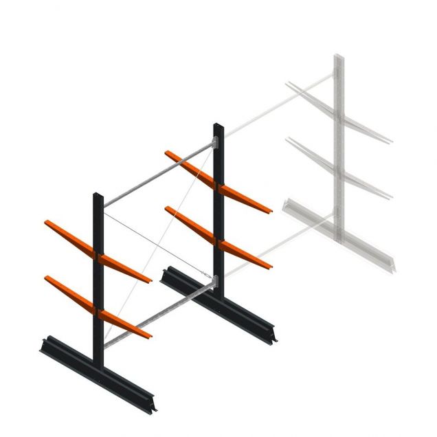 Leichtes Kragarmregal doppelseitig 2000x1500x600 mm (hxbxt) 2 Ebenen Anfangsregal