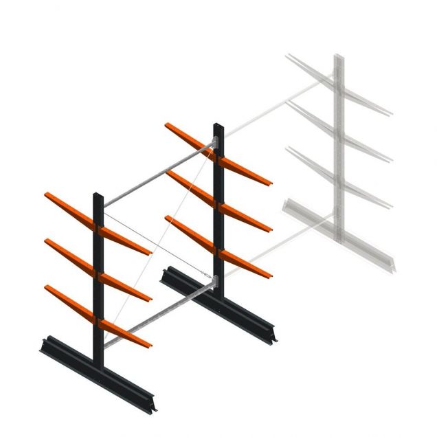 Leichtes Kragarmregal doppelseitig 2000x1500x600 mm (hxbxt) 3 Ebenen Anfangsregal