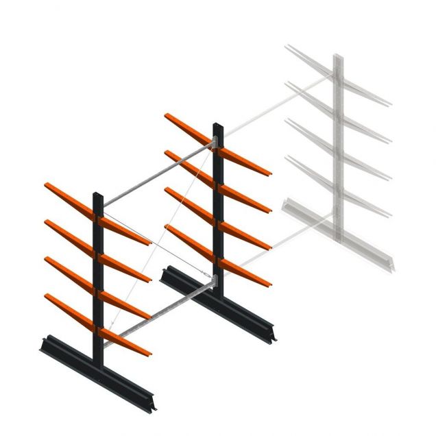 Leichtes Kragarmregal doppelseitig 2000x1500x600 mm (hxbxt) 4 Ebenen Anfangsregal