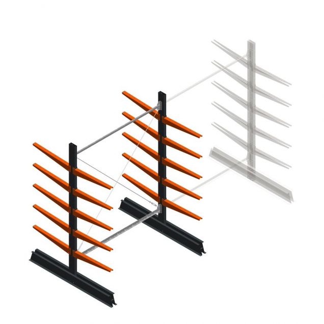 Leichtes Kragarmregal doppelseitig 2000x1500x600 mm (hxbxt) 5 Ebenen Anfangsregal