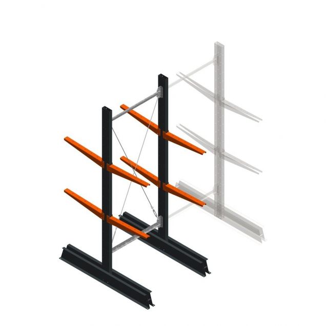 Leichtes Kragarmregal doppelseitig 2000x750x500 mm (hxbxt) 2 Ebenen Anfangsregal