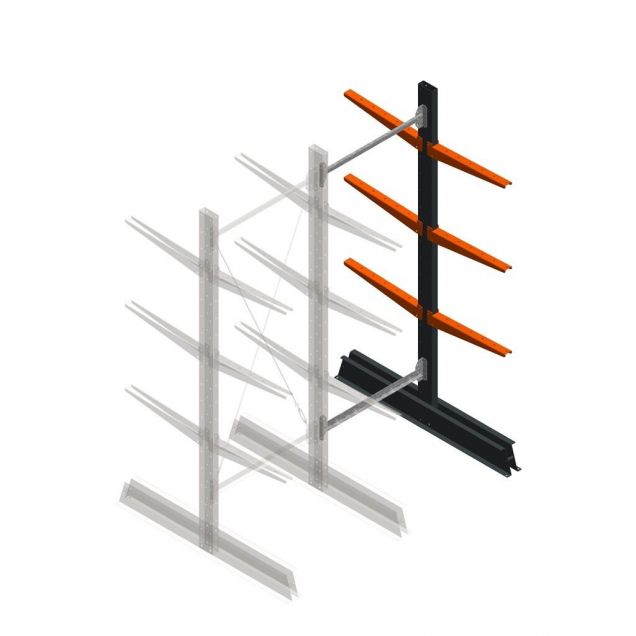 Leichtes Kragarmregal doppelseitig 2000x750x500 mm (hxbxt) 3 Ebenen Anbauregal