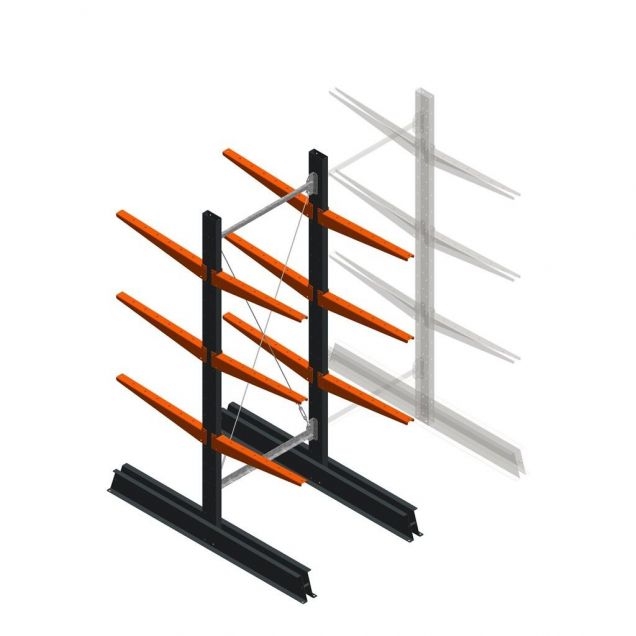 Leichtes Kragarmregal doppelseitig 2000x750x600 mm (hxbxt) 3 Ebenen Anfangsregal