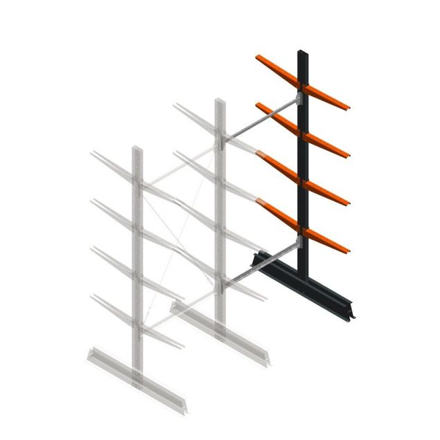 Leichtes Kragarmregal doppelseitig 2500x1000x500 mm (hxbxt) 4 Ebenen Anbauregal