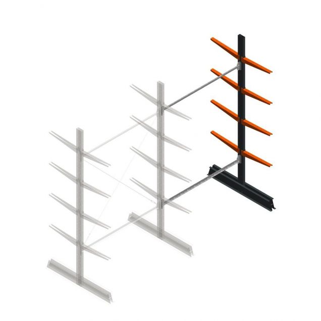 Leichtes Kragarmregal doppelseitig 2500x1500x500 mm (hxbxt) 4 Ebenen Anbauregal