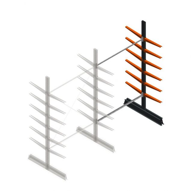 Leichtes Kragarmregal doppelseitig 2500x1500x500 mm (hxbxt) 6 Ebenen Anbauregal
