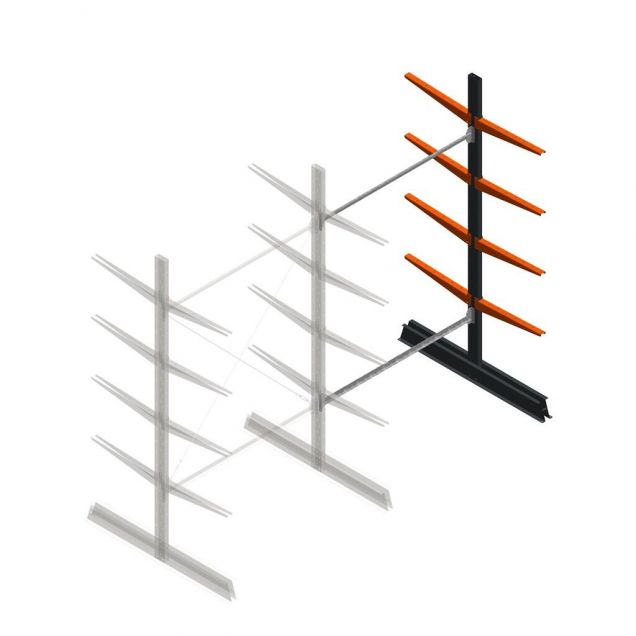 Leichtes Kragarmregal doppelseitig 2500x1500x600 mm (hxbxt) 4 Ebenen Anbauregal