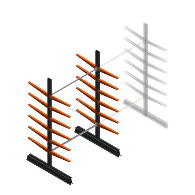 Leichtes Kragarmregal doppelseitig 2500x1500x600 mm (hxbxt) 6 Ebenen Anfangsregal