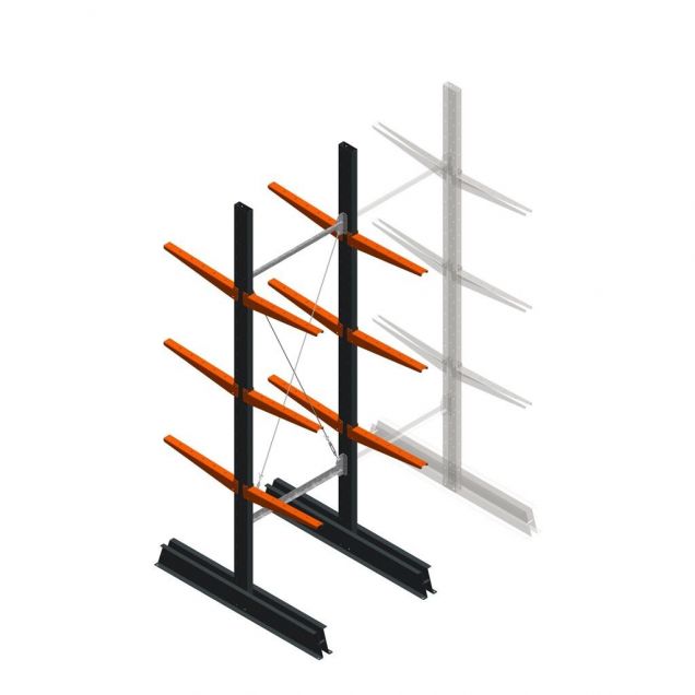 Leichtes Kragarmregal doppelseitig 2500x750x500 mm (hxbxt) 3 Ebenen Anfangsregal