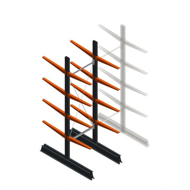 Leichtes Kragarmregal doppelseitig 2500x750x600 mm (hxbxt) 4 Ebenen Anfangsregal