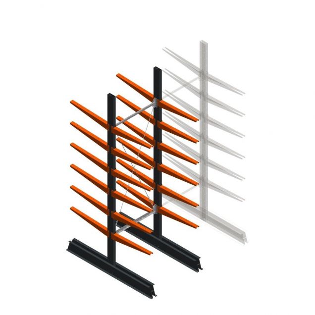 Leichtes Kragarmregal doppelseitig 2500x750x600 mm (hxbxt) 6 Ebenen Anfangsregal