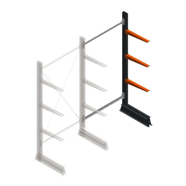 Leichtes Kragarmregal einseitig 2000x1000x500 mm (hxbxt) 3 Ebenen Anbauregal